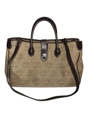 Dooney & Bourke Beige and Dark Brown Satchel
